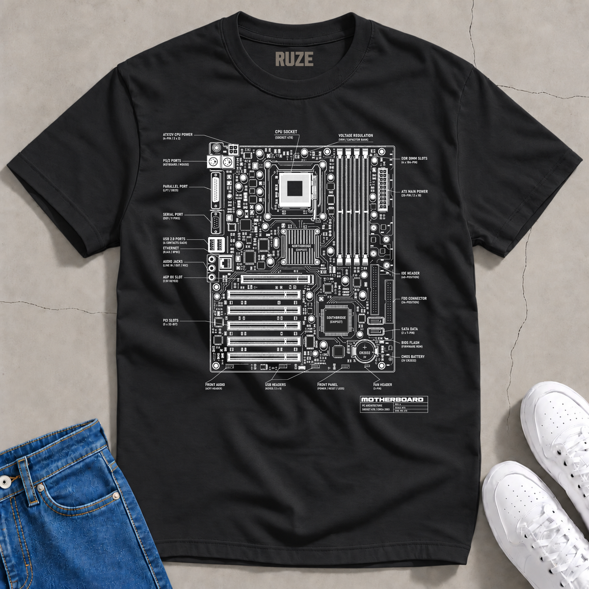 Motherboard Blueprint T-Shirt